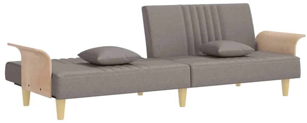 Sofá-cama com apoio de braços tecido cinzento-acastanhado