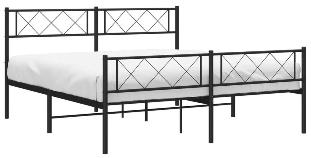 Estrutura de cama com cabeceira e pés 150x200 cm metal preto