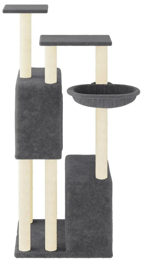 Árvore p/ gatos c/ postes arranhadores sisal 122cm cinza-escuro