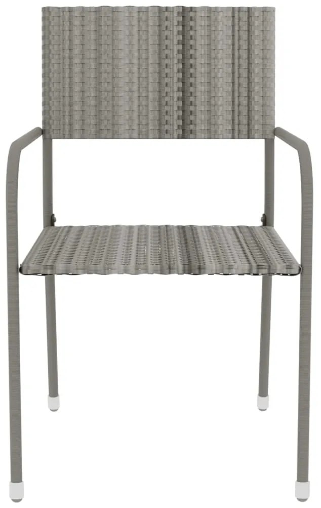 3 pcs conjunto de jantar para jardim vime PE cinzento