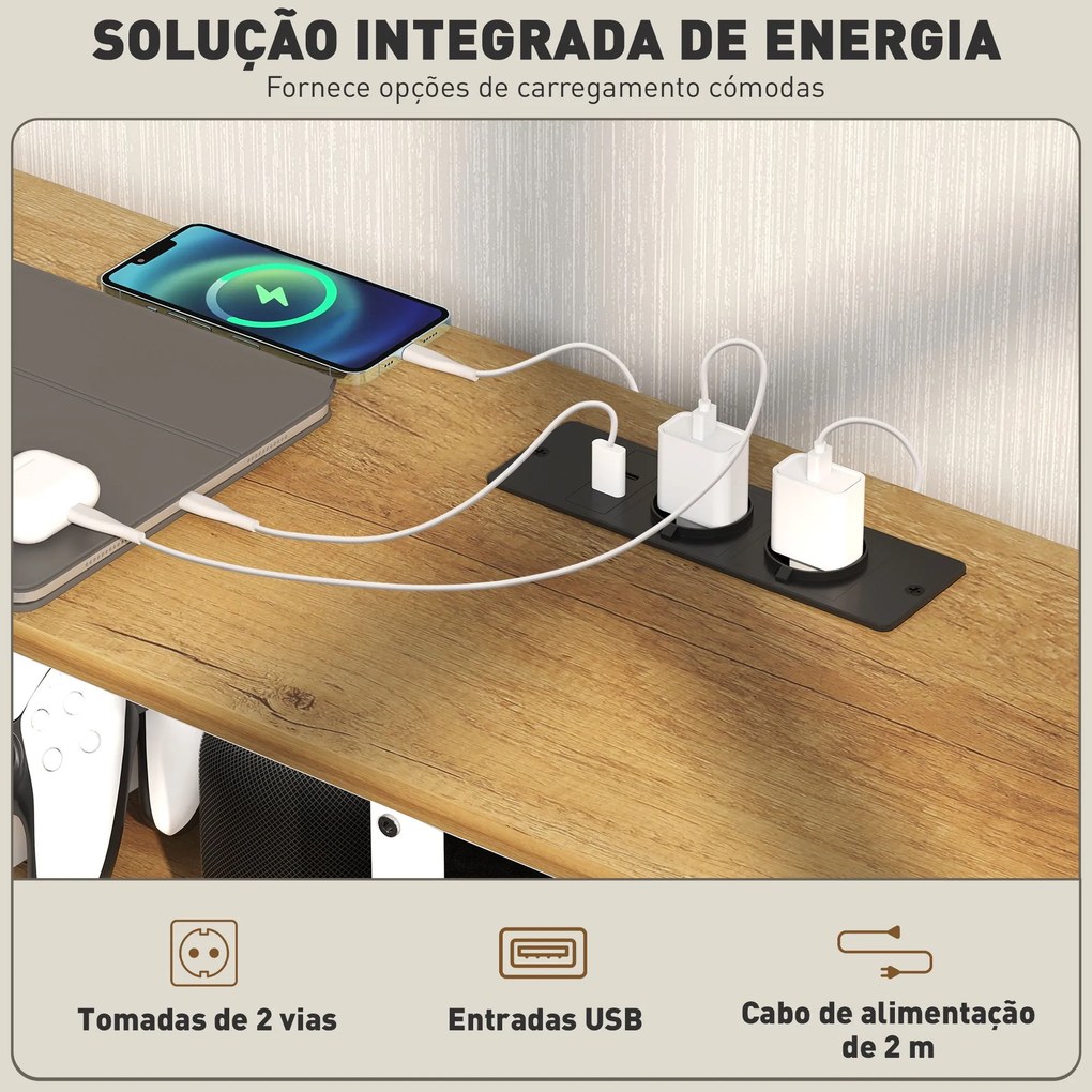 Móvel de TV Estilo Industrial Móvel de TV para Sala de Estar com Luzes