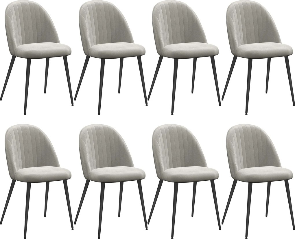 Conjunto de 8 Cadeiras de Sala de Jantar Modernas (MESA NÃO INCLUIDA) Cadeiras Estofadas em Veludo com Encosto Alto 50x52x83 cm Cinza