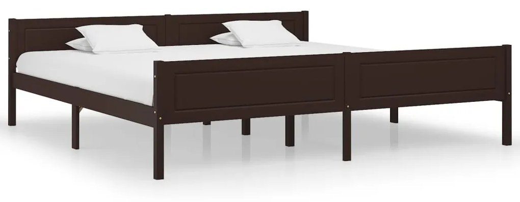 vidaXL Estrutura de cama 200x200 cm pinho maciço castanho-escuro