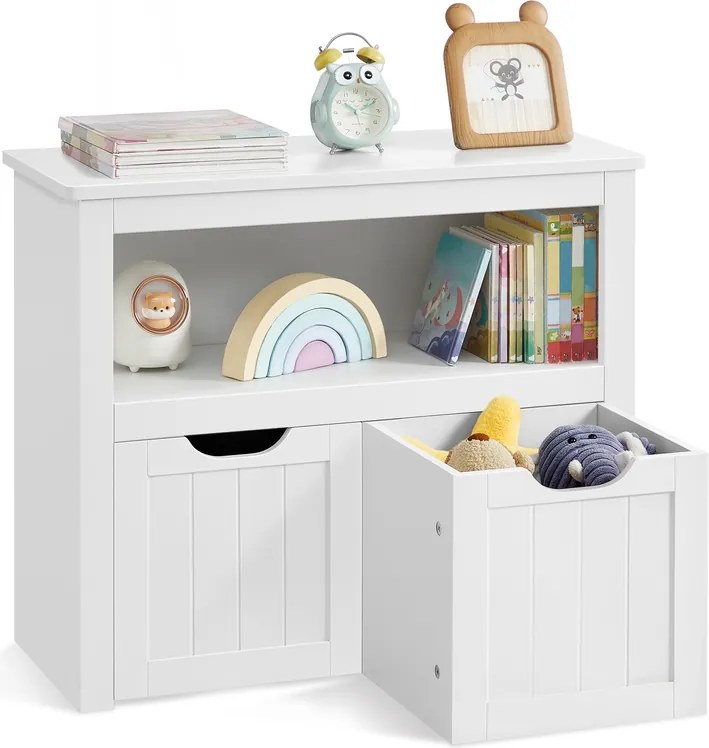 Estante infantil 29,7 x 72,2 x 60 cm com rodas para uma arrumação organizada dos brinquedos, em branco