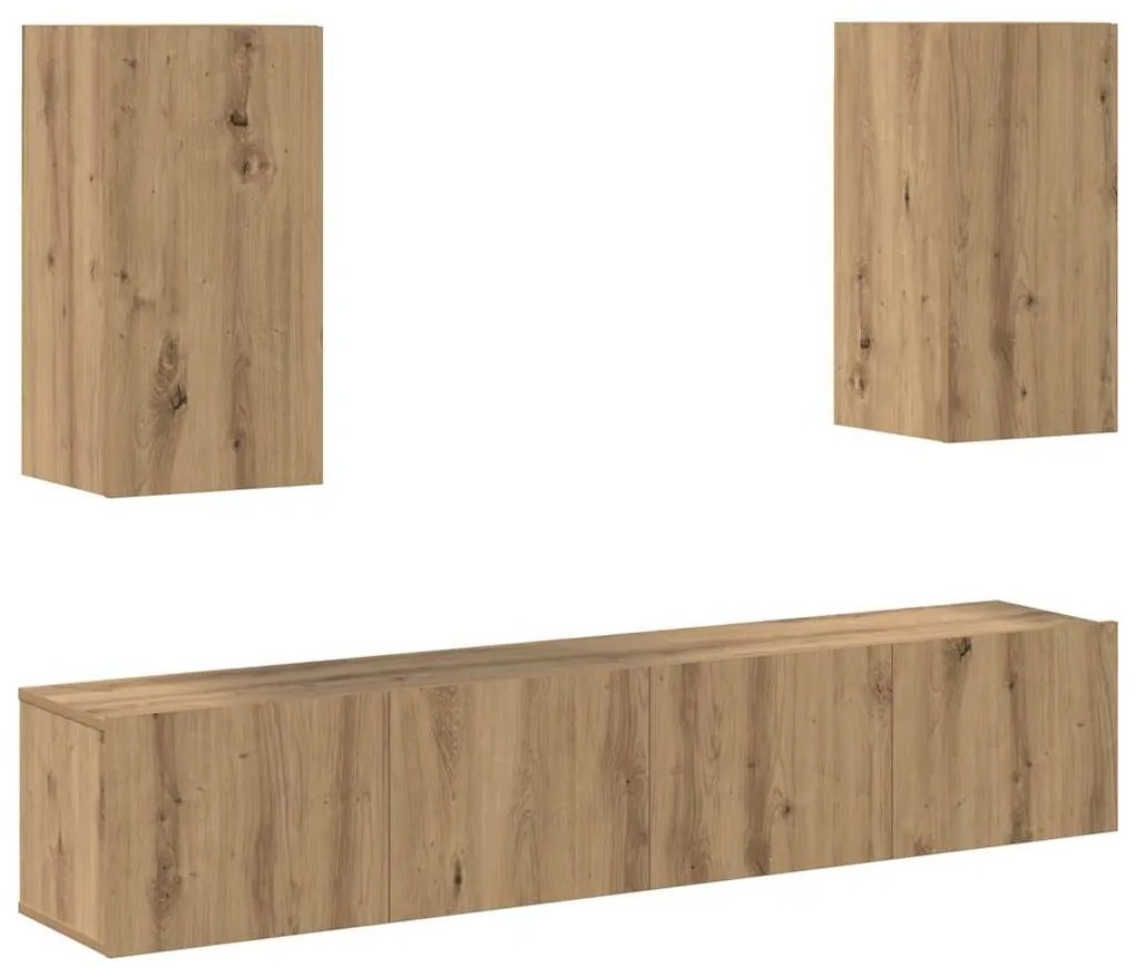 Conjunto de móvel de TV 4 pcs carvalho artisiano Médio