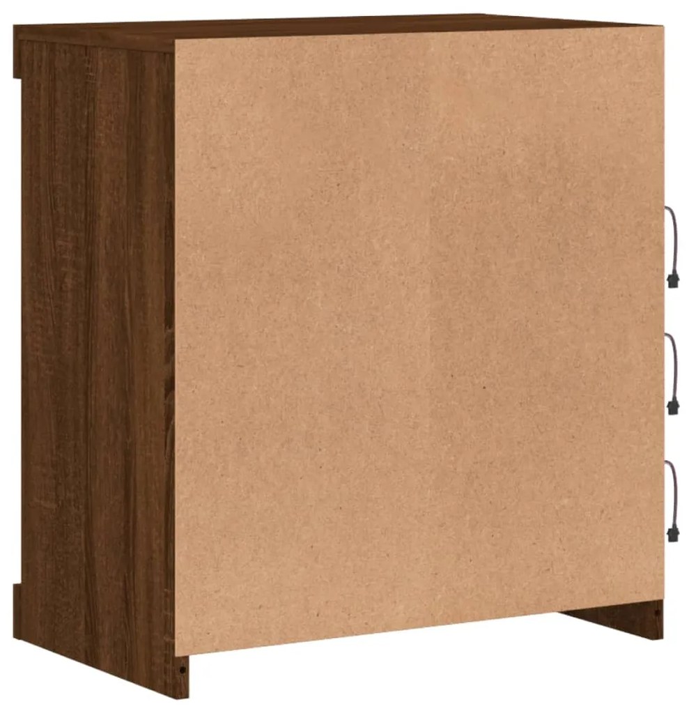 Aparador com luzes LED 60,5x37x67 cm carvalho castanho
