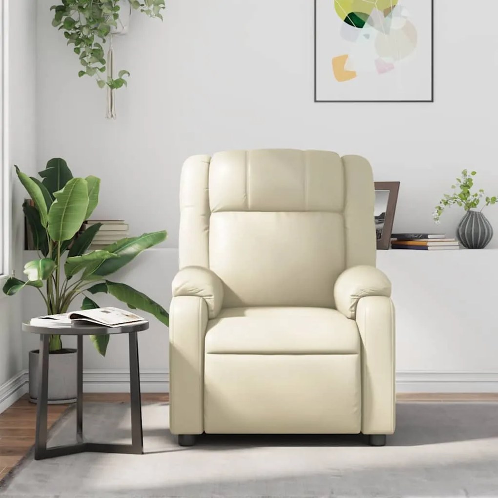 Poltrona de massagens reclinável couro artificial cor creme