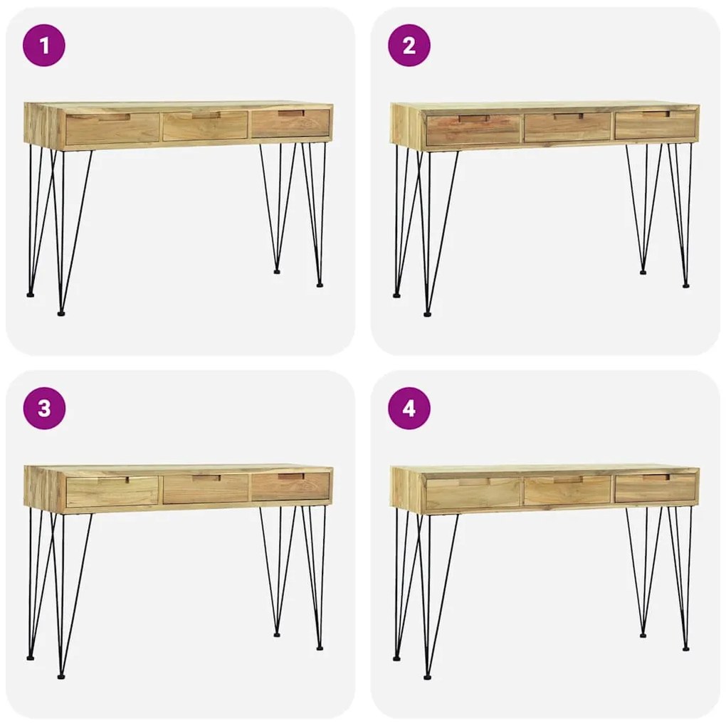 Mesa consola em teca maciça 120x35x76 cm