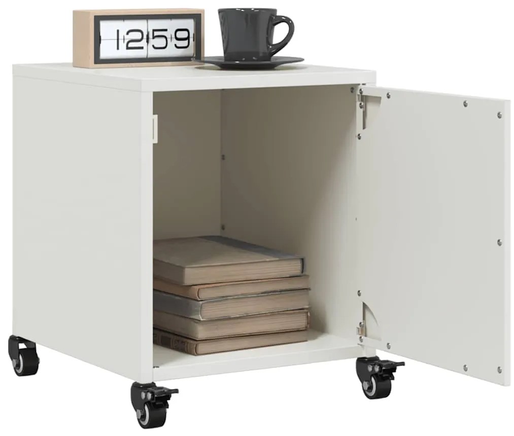 vidaXL Mesas de cabeceira 2 pcs 36x39x43,5 cm aço branco