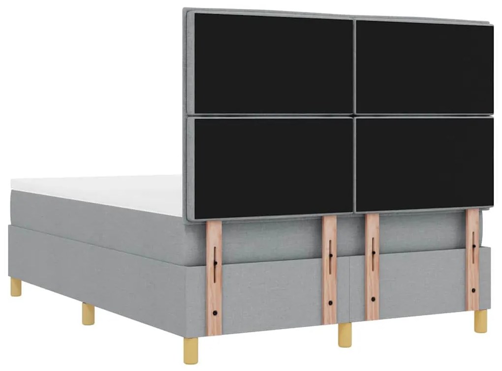 Cama Box com Colchão &amp; Banco Cinza Claro 140x200 cm Tecido