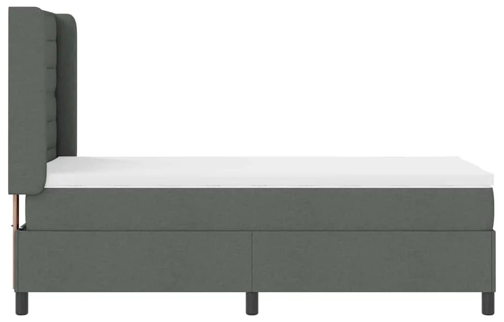 Cama Box com Colchão Cinza Escuro 90x200 cm em Tecido