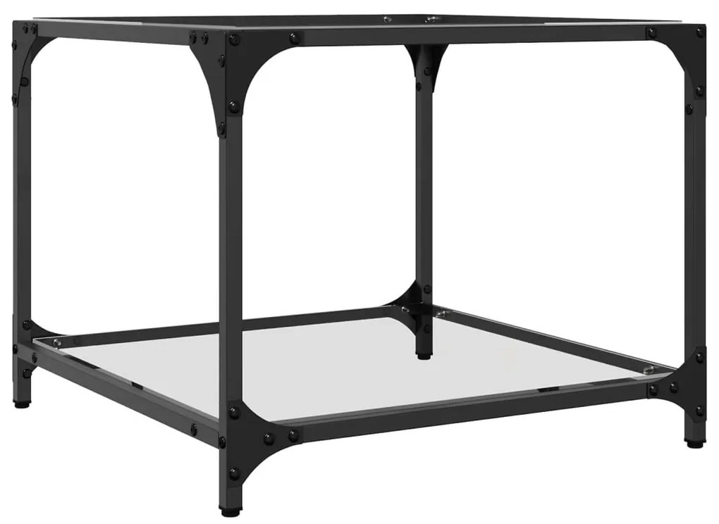 Mesa de centro c/ topo em vidro transparente 50x50x40 cm aço