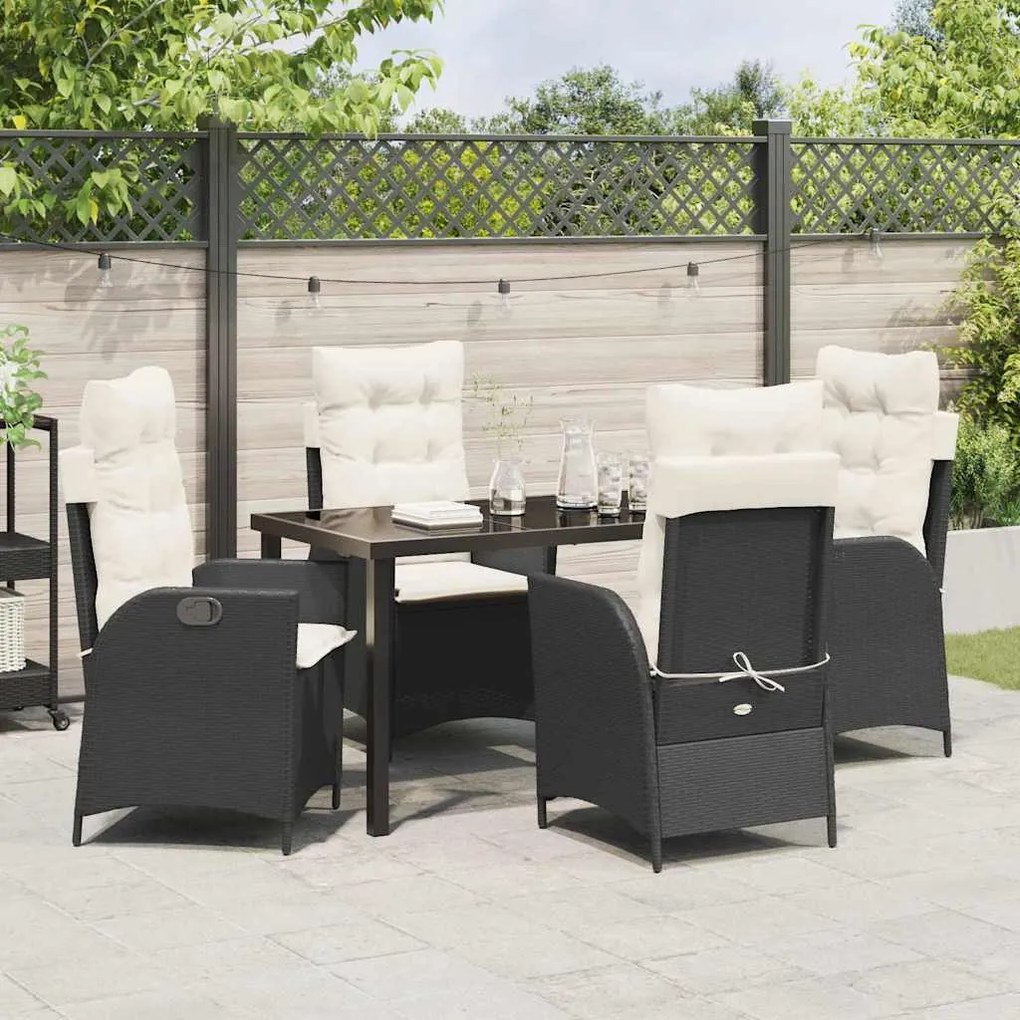 Conjunto de Jantar com 5 Peças para Jardim com Almofadas de Rattan Pol