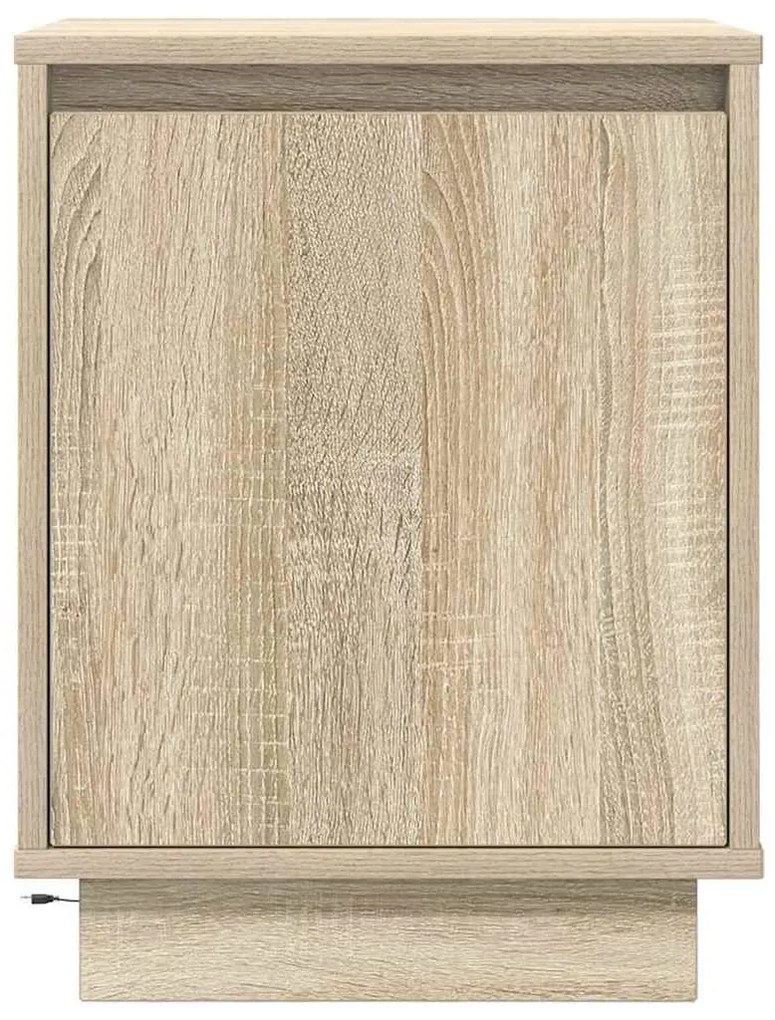 Mesas cabeceira c/ luzes LED 2 pcs 38x34x50cm carvalho sonoma