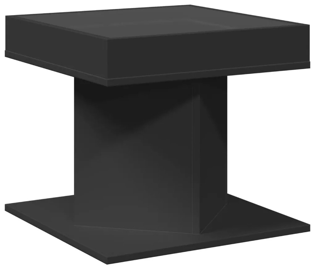 Mesa de centro c/ LEDs 50x50x45cm contraplacado preto brilhante