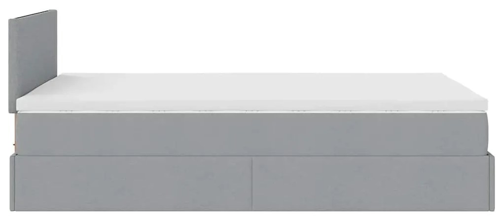 Cama otomana com colchão 120x190 cm tecido cinzento claro