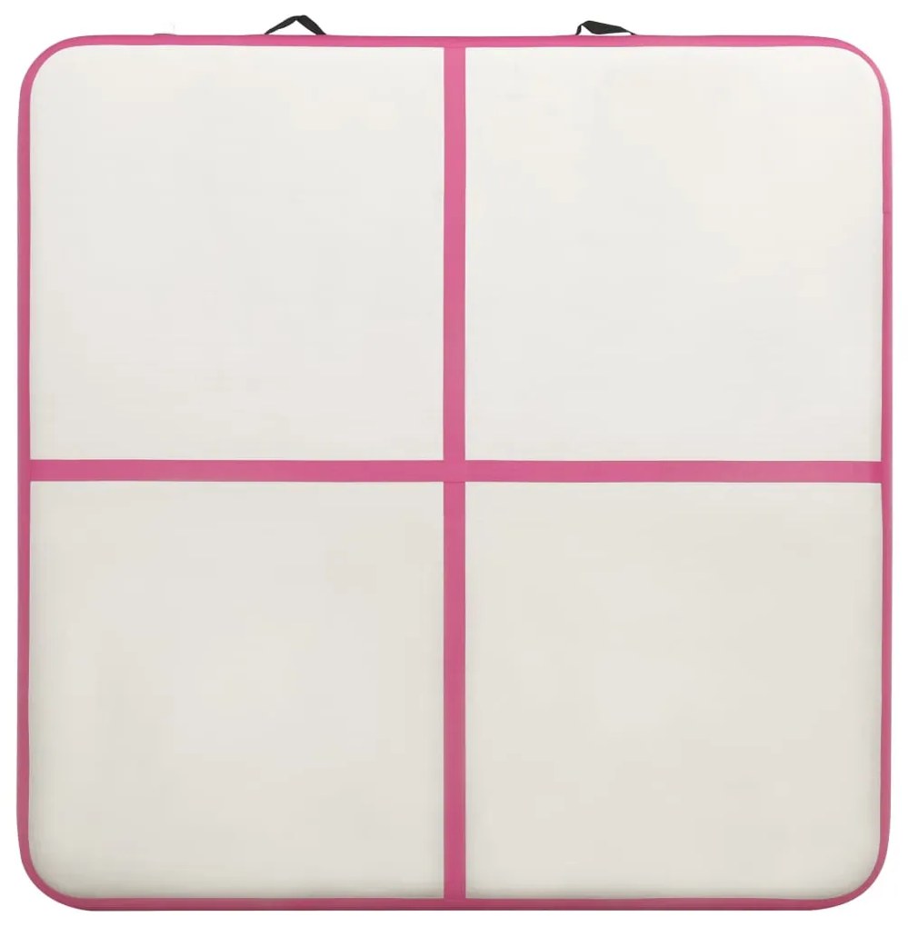 Colchão de ginástica insuflável c/ bomba 200x200x15 cm PVC rosa