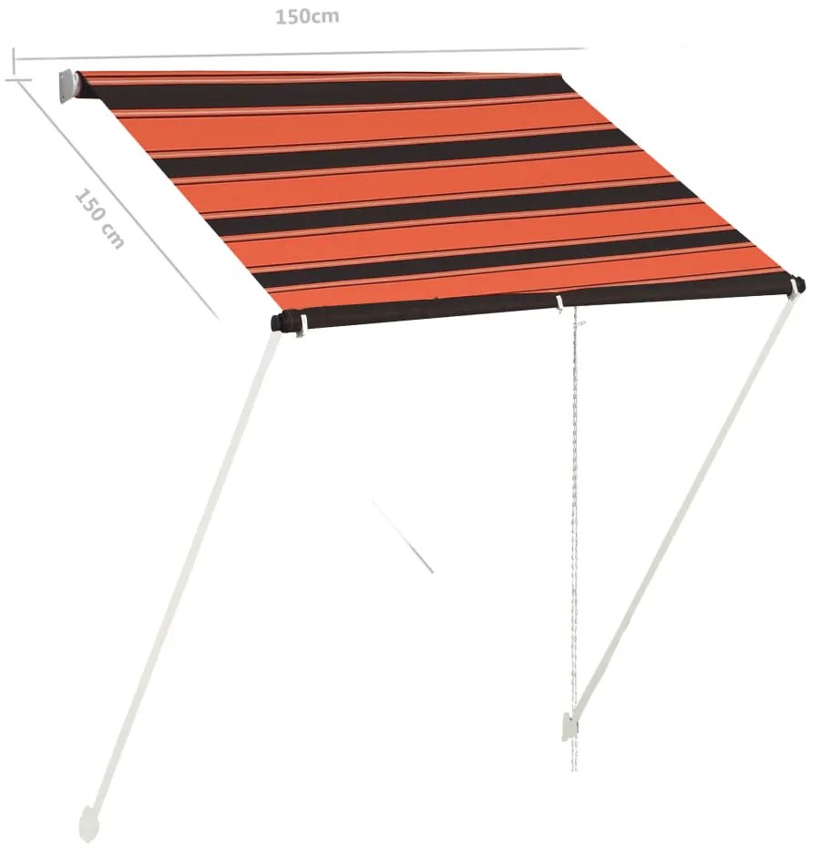 Toldo retrátil 150x150 cm laranja e castanho