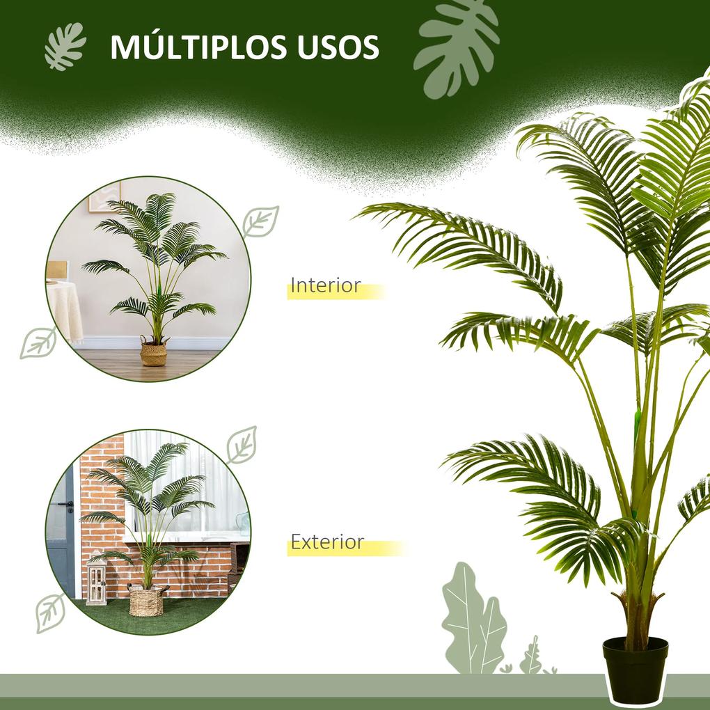 Palmeira Areca Artificial 170cm Planta Artificial com 11 Folhas Realistas e Vaso de Plástico Decoração para Interior e Exterior para Sala de Estar Esc