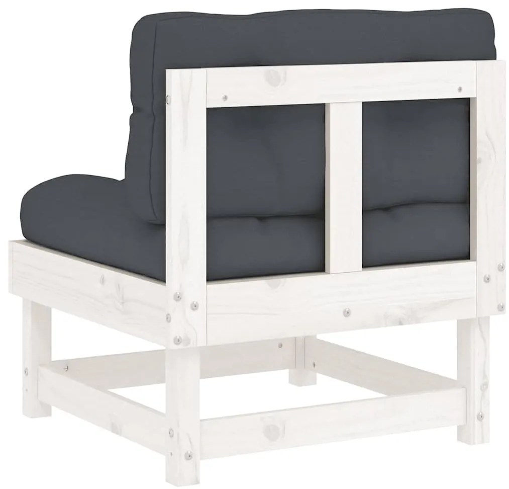 Sofás de centro com almofadões 2 pcs pinho maciço branco