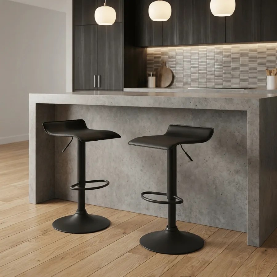 Conjunto de 2 bancos bar Dyn V2 em couro sintético Preto