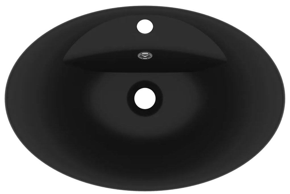 Lavatório luxuoso oval 58,5x39 cm cerâmica preto mate