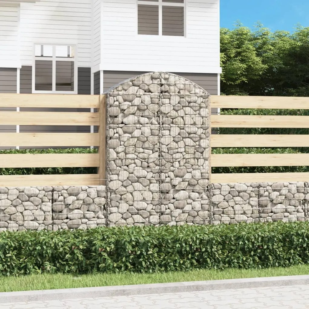 153428 vidaXL Cesto gabião arqueado 100x30x160/180 cm ferro galvanizado