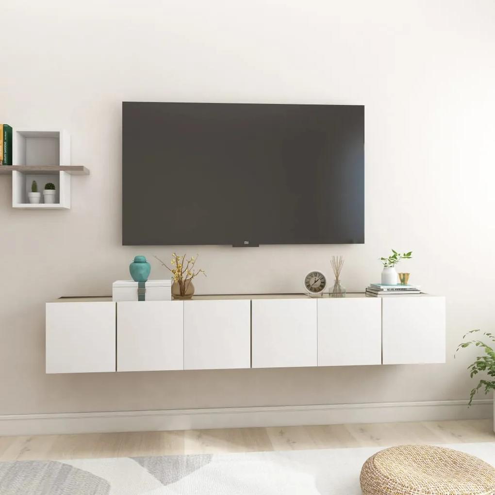 804525 vidaXL Móveis de TV p/ parede 3 pcs 60x30x30 cm branco/carvalho sonoma