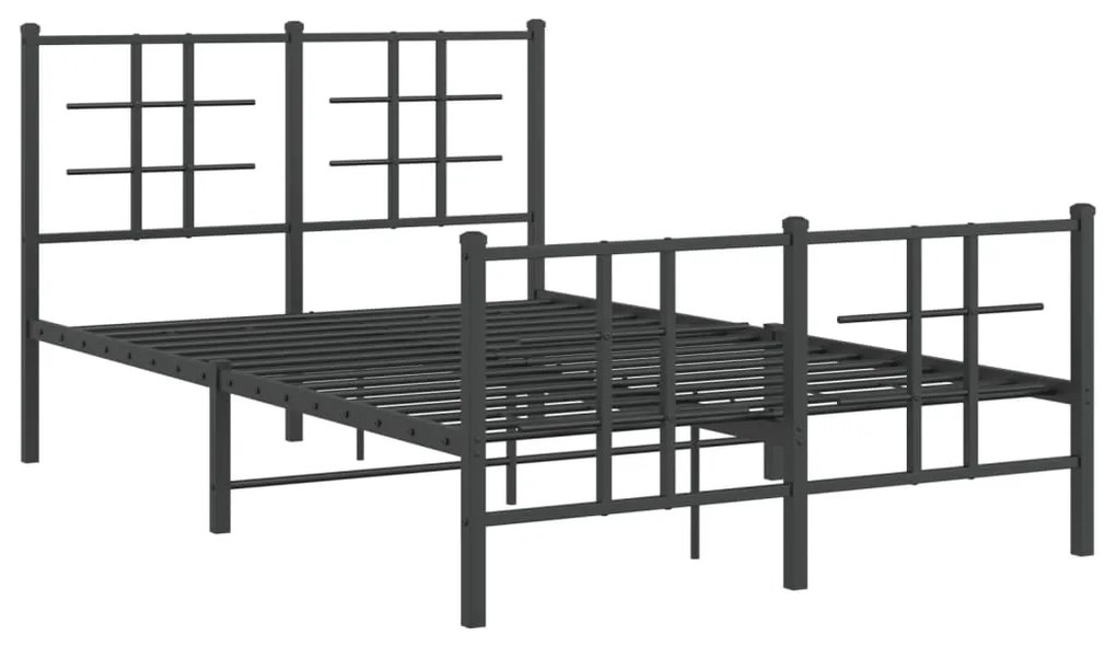 Estrutura de cama com cabeceira e pés 120x200 cm metal preto