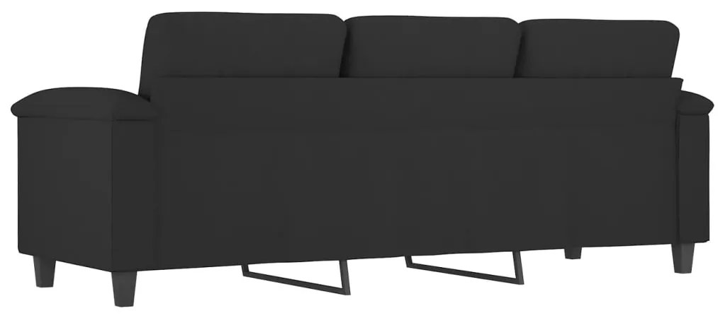 Sofá de 3 lugares 180 cm tecido de microfibra preto