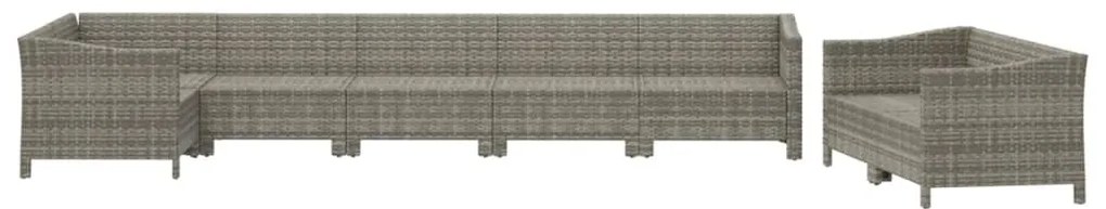 8 pcs conjunto lounge de jardim c/ almofadões vime PE cinzento