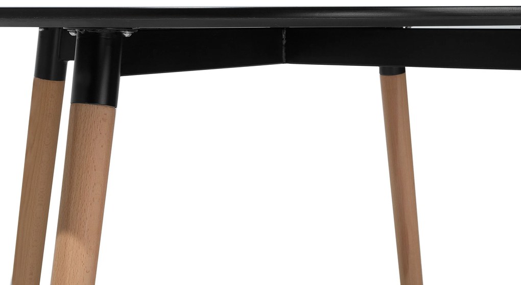 Mesa de jantar preta com pernas de madeira ⌀ 120 cm BOVIO Beliani
