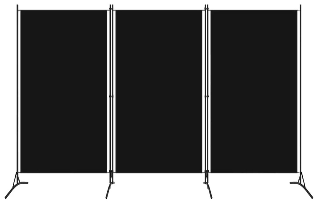 320734 vidaXL Divisória de quarto com 3 painéis 260x180 cm preto