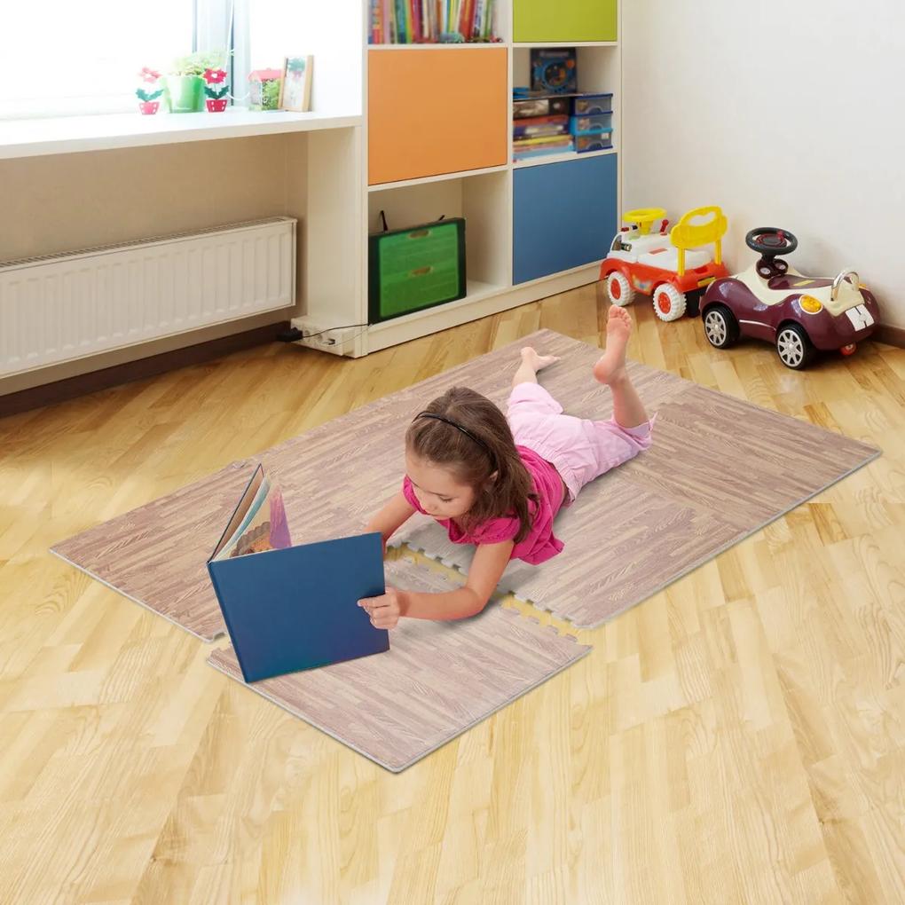 Tapete Puzzle para Crianças ou Ginásio – Cor: castanho – Espuma de Borracha EVA – 9 m2