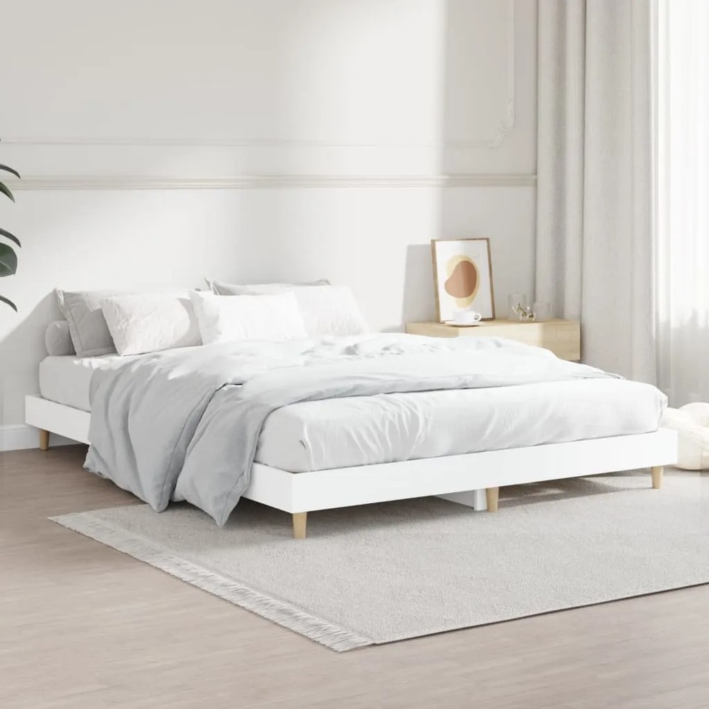 Estrutura de cama 140x190 cm derivados de madeira branco