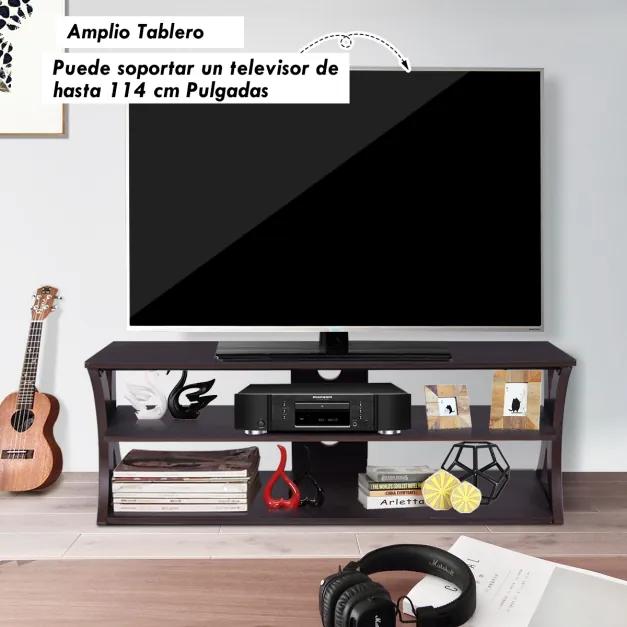 Armário de TV de até 120 cm com prateleiras Centro de entretenimento de TV para sala de estar 115,5 x 40,5 x 46 cm Castanho