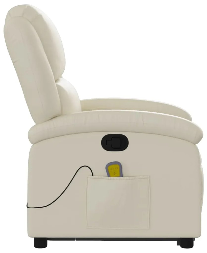 Poltrona reclinável de massagens couro artificial cor creme