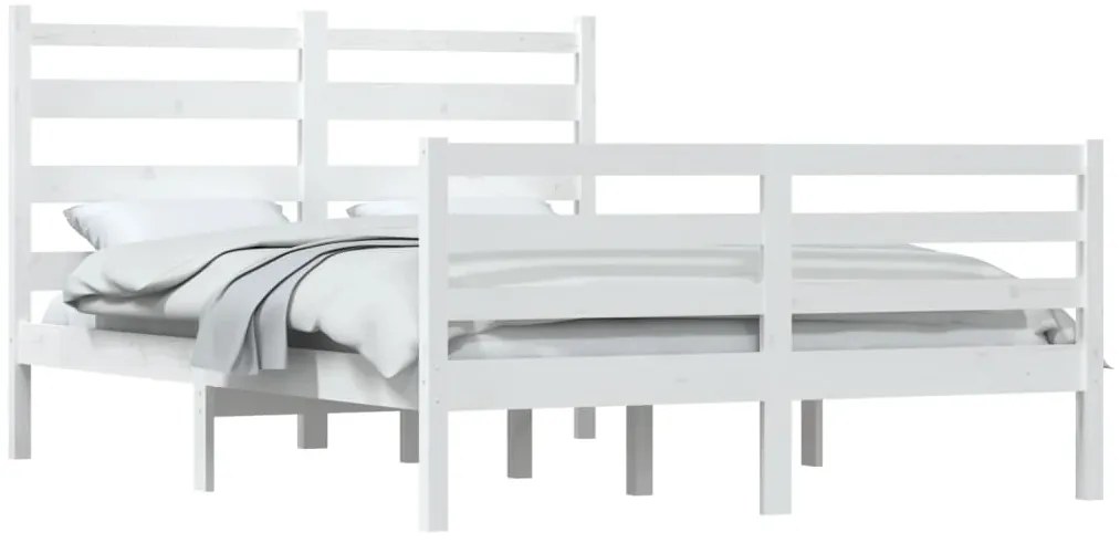 Estrutura de cama 140x200 cm pinho maciço branco