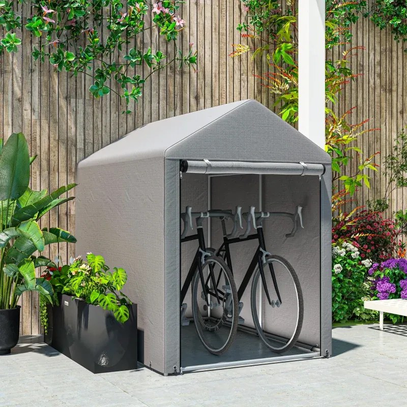Abrigo para Ferramentas Bicicletas e Motos 1,2x1,79x1,65 m Garagem Portátil Cinza Claro
