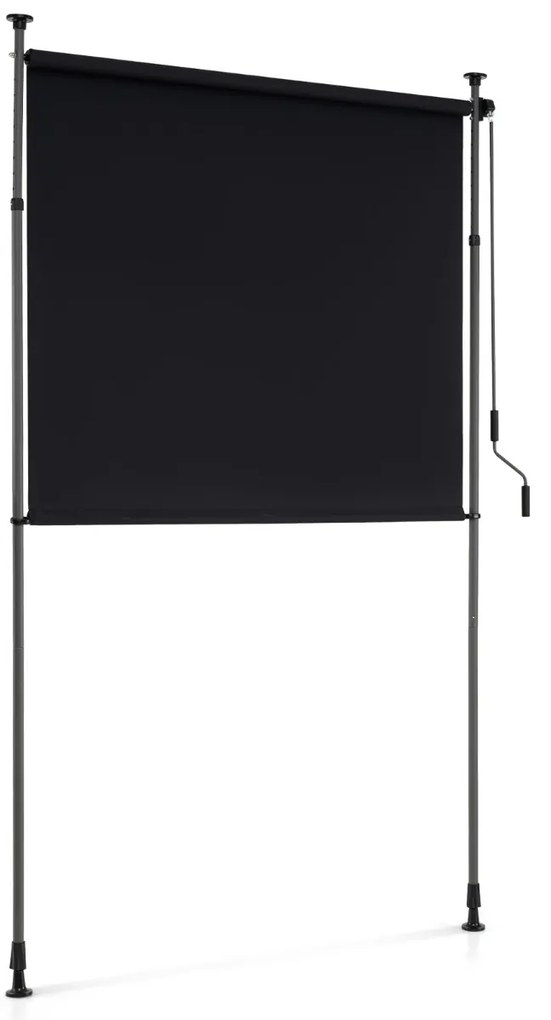 Toldo retrátil vertical 250 x 220-310 cm enrolável para exterior com altura ajustável com manivela para varanda ou piscina Preto