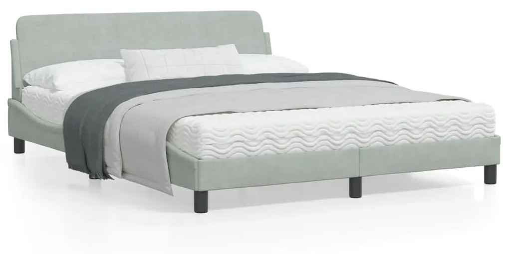 vidaXL Estrutura de cama sem colchão 160x200 cm veludo cinzento-claro