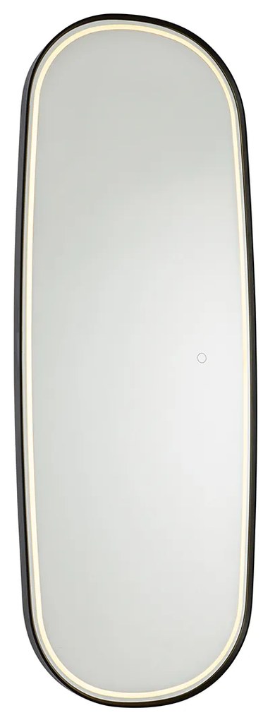 Espelho de casa de banho moderno preto com LED e dimmer tátil - Geraldien Moderno