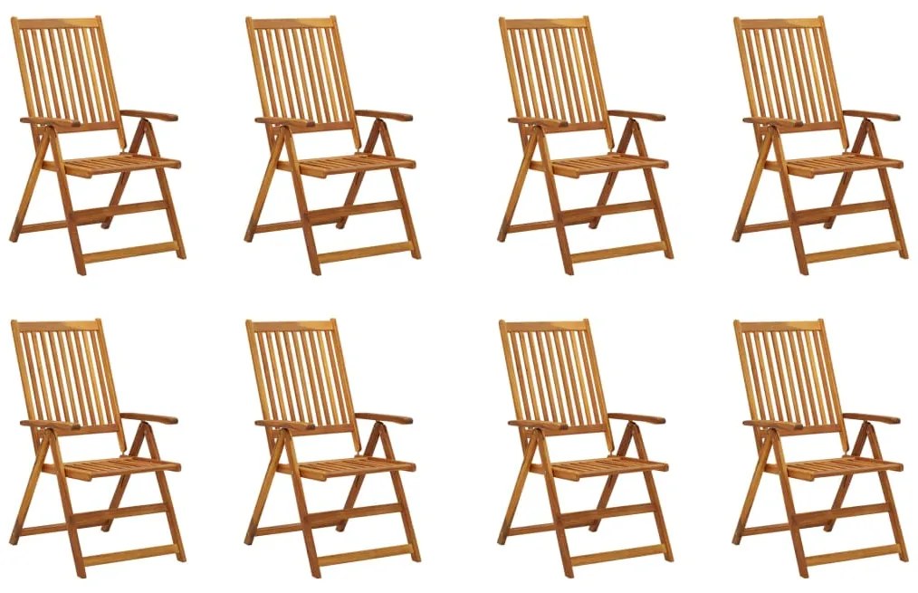 vidaXL Cadeiras de jardim dobráveis 8 pcs madeira de acácia maciça