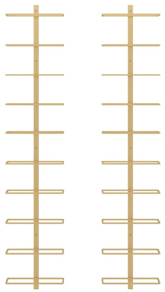 Garrafeira de parede para 10 garrafas metal dourado