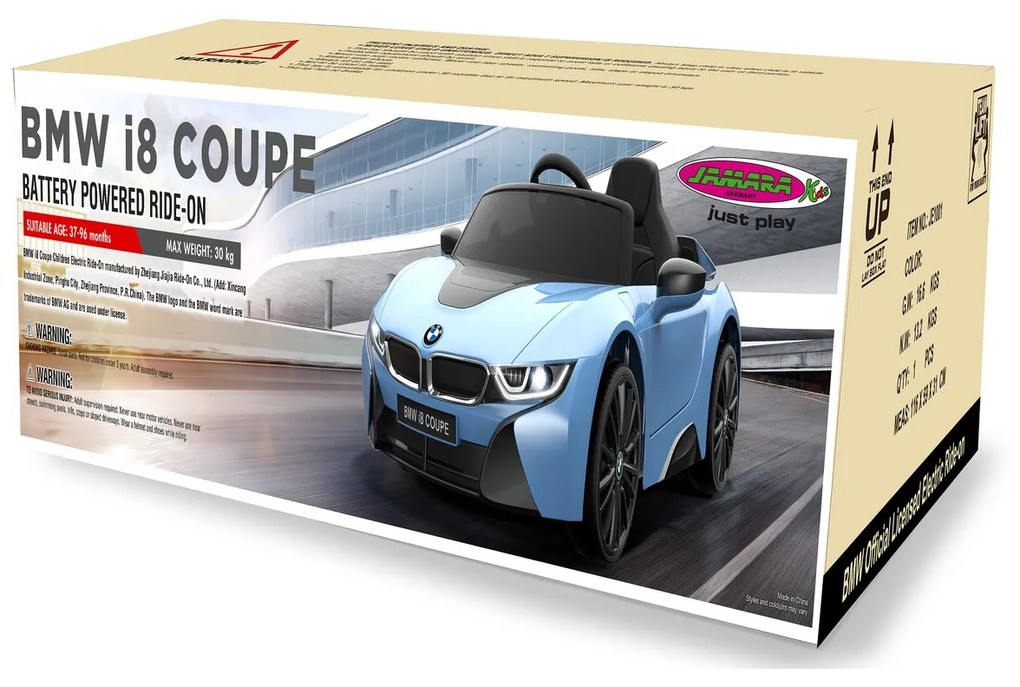 Carro elétrico infantil bateria BMW I8 Coupe 12V Controlo Remoto 2,4GHz Preto