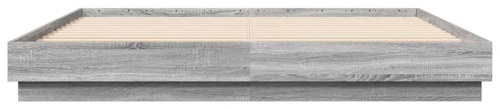 Estrutura de cama 200x200 cm derivados madeira cinzento sonoma