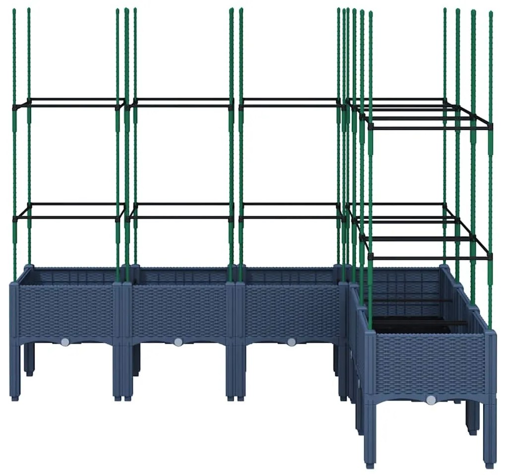 Vaso/floreira de jardim c/ treliça 160x120x142,5 cm PP cinzento azul
