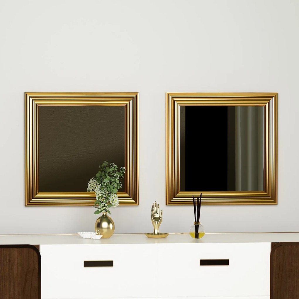 Conjunto de Espelhos Bale – Dourado – 40x40x3 cm