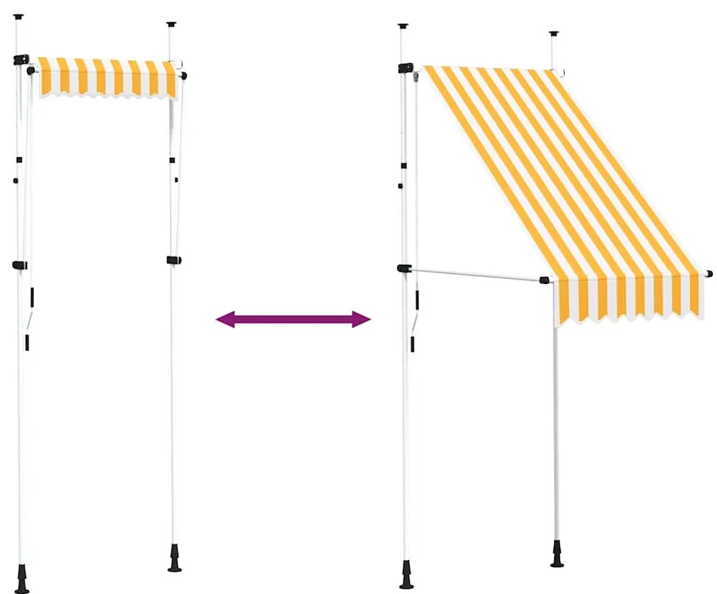 Toldo retrátil manual 100 cm riscas laranja e branco