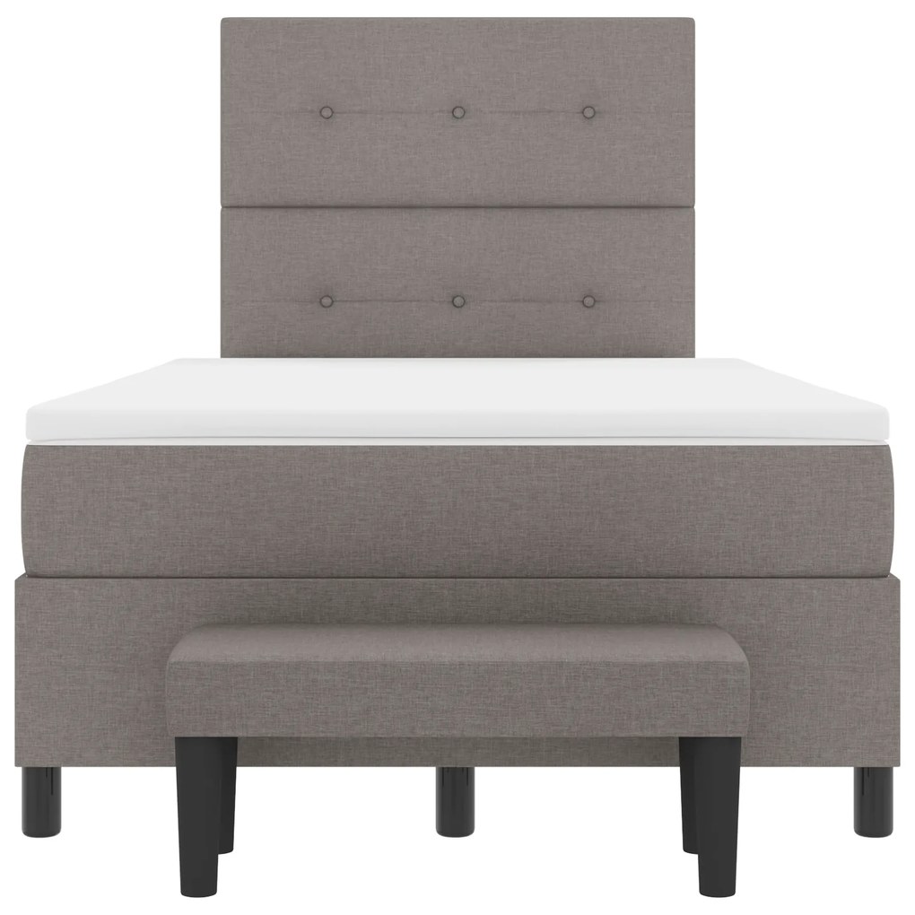 Cama Box Spring com Colchão & Banco Cinza 120x200 cm Tecido
